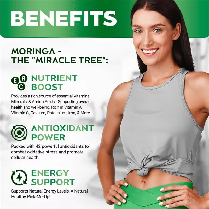 Moringa Capsules - Promote Bone, Joint, Immune Health | Enhance Energy, Endurance, Concentration